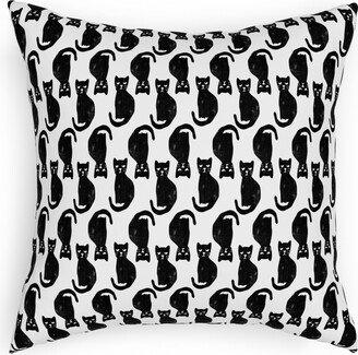 Pillows: Black Cat Pillow, Woven, White, 18X18, Double Sided, Black