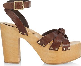 Abbie 120MM Leather Knot Clogs