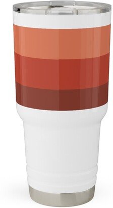 Travel Mugs: Retro Lattice - Mauve Multi Travel Tumbler, 30Oz, Red