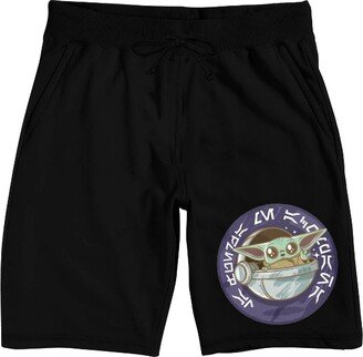 The Mandalorian Chibi Grogu In Circle Men’s Black Sleep Pajama Shorts-XL