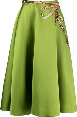 Sequin-Embellished Satin Skirt