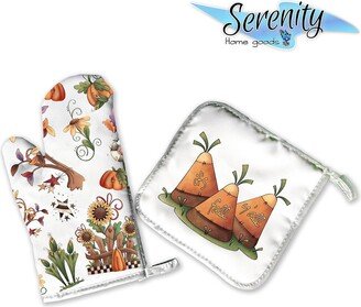 Decorative Kitchen Hot Plate Pot Holder Oven Mitt Set | It's Fall Yall Pumpkin Corn Sunflower