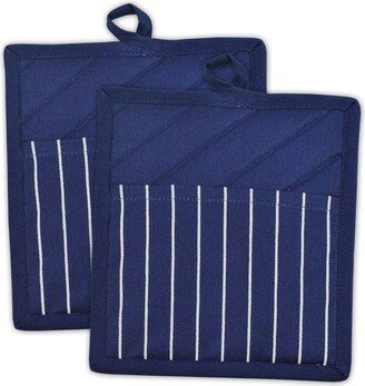 2pk Cotton Striped Chef Pot Holders Blue