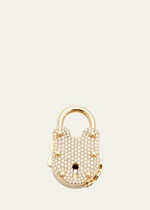 18K Yellow Gold Diamond Pavé Padlock Charm, 25mm