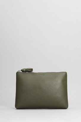 Small Pouch Clutch In Green Leather