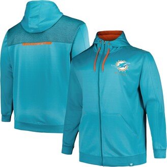 Men's Aqua Miami Dolphins Big and Tall Defender Full-Zip Hoodie