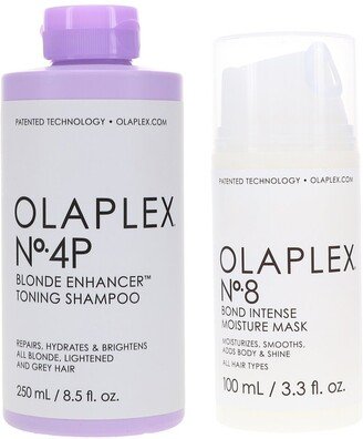 No.4P Blonde Enhancer Toning Shampoo 8.5Oz & No. 8 Bond Intense Mask 3.3Oz Combo Pack-AA