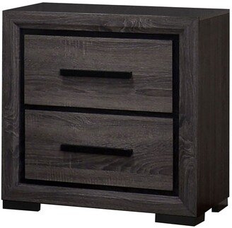 Wooden Nightstand with 2 Drawers and Finger Pull Handle,Gray and Black