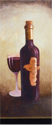 Pablo Esteban A Bottle of Red Wine with Glass Canvas Art - 27 x 33.5