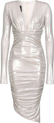 Gathered Metallic Midi Dress