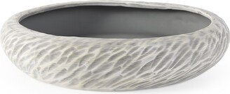 Light Gray Rippled Ceramic Bowl - 15.9449 W x 15.9449 D x 3.5433 H