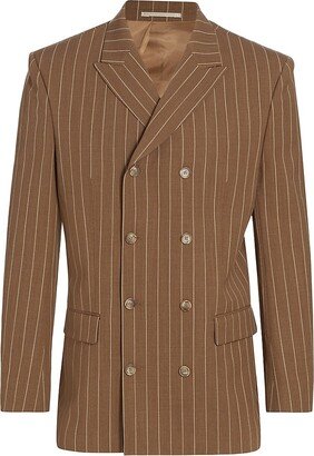 Pinstripe Double-Breasted Blazer-AA