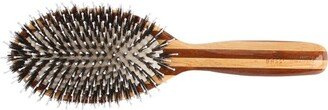 Bass Brushes Shine & Condition Hair Brush with 100% Natural Bristle + Nylon Pin Pure Bamboo Handle Large Oval Striped Bamboo