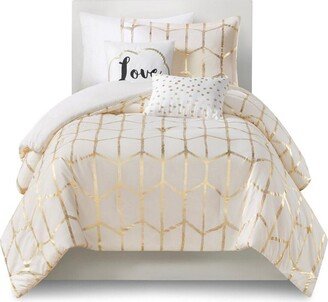 Gracie Mills Raina Comforter Set, Ivory/Gold - Twin Xl - Ivory/gold