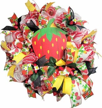 xl Strawberry Wreath For Front Door, Summer Kitchen Fruit Wreath, Patch Decoration, Decor