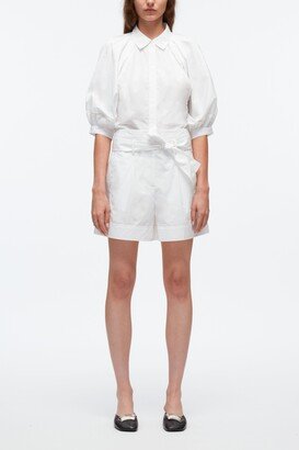 Belted Shorts With Cuffs in WHITE