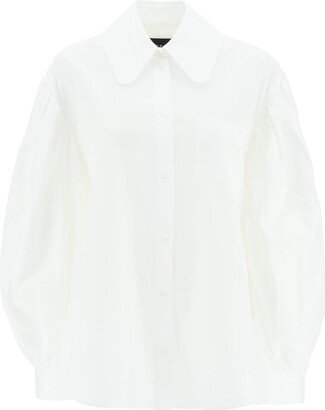 Oversized Poplin Shirt With Puff Sleeves