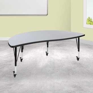 Mobile 60 Half Circle Wave Collaborative Grey Kids Adjustable Activity Table