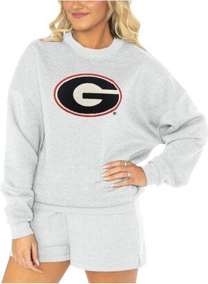 Women's Gameday Couture Ash Georgia Bulldogs Team Effort Pullover Sweatshirt and Shorts Sleep Set