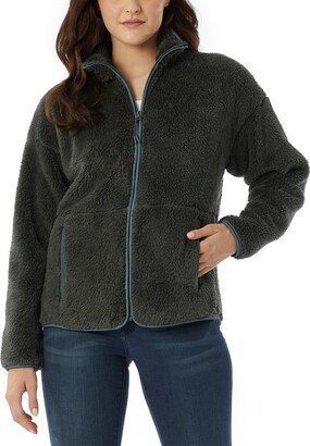 Women's Fleece Front-Zipper Drop-Shoulder Sweatshirt