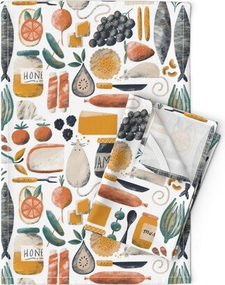 Charcuterie Tea Towels | Set Of 2 - The Mouse Gets Cheese By Amy Maccready Fish Party Linen Cotton Spoonflower