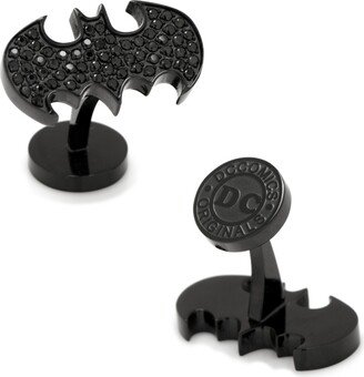 Stainless Steel Pave Crystal Batman Cufflinks