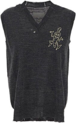 Logo Embroidered V-Neck Knitted Vest