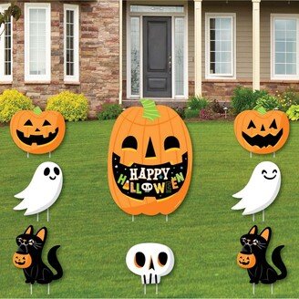 Big Dot of Happiness Jack-o'-Lantern Halloween - Yard Sign and Outdoor Lawn Decorations - Kids Halloween Party Yard Signs - Set of 8