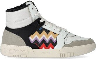 Zigzag Panelled High-Top Sneakers