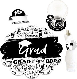 Big Dot Of Happiness Black & White Grad Best is Yet to Come Party Decorations Chargerific Kit 8 Ct