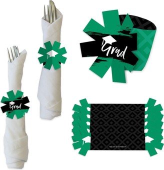 Big Dot Of Happiness Green Grad Best is Yet to Come Graduation Party Paper Holder Napkin Rings 24 Ct