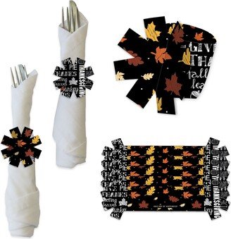 Give Thanks - Thanksgiving Party Paper Napkin Holder Rings Set Of 24