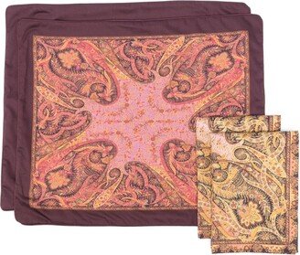 Paisley-Pattern Cotton Placemats And Napkins(Set Of Two)