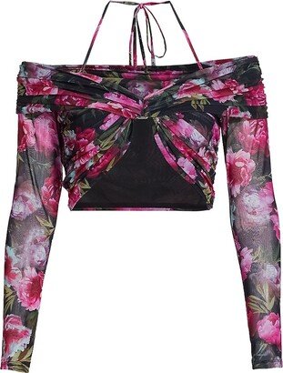 Rosalia Floral Mesh Cropped Top