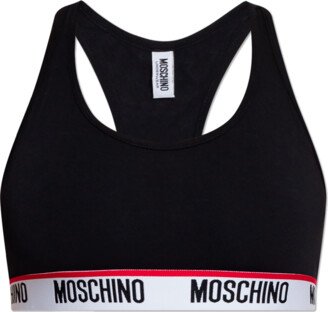 Cropped Top With Logo - Black