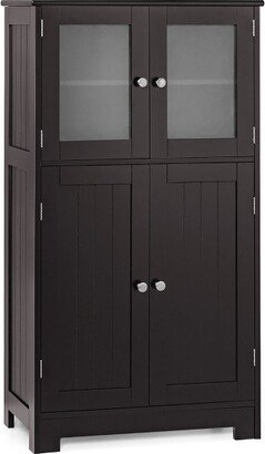 Bathroom Floor Storage Cabinet Kitchen Cupboard w/Doors&Adjustable Shelf Brown