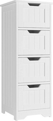 EPOWP Bathroom Storage Cabinet, Side Cabinet with 4 Drawers, 11.8\u201D x 11.8\u201D x 32.5\u201D Freestanding Bedside Table