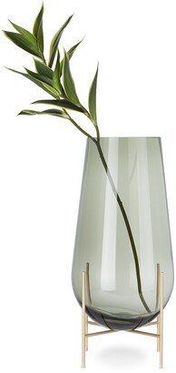 Smoke Glass & Brass Medium Échasse Vase