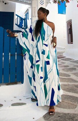 Satu Printed One-Shoulder Long Sleeve Maxi Dress