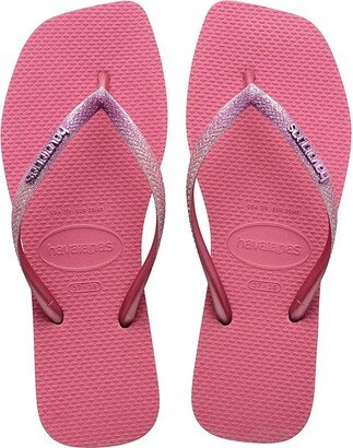 Slim Square Glitter Flip Flop Sandal (Velvet Rose) Women's Sandals