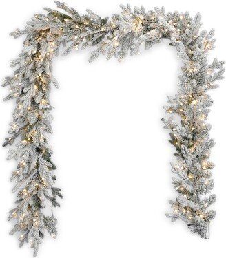 Seasonal LLC Seasonal Decor Dandan Flocked Pine 9' Pre-Lit Pe Mixed Pvc Garland