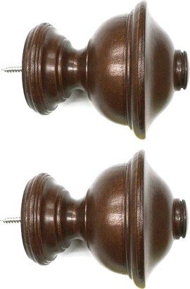 Pair/For 2 Inch Rod Drapery Wood Finial For 2