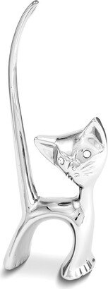 Curata Chrome-Plated Surprised Cat Ring Holder - 4.75