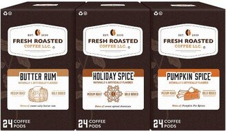 Fresh Roasted Coffee - Winter Warmers Flavored Coffee Variety Pack - 72CT Single Serve Pods