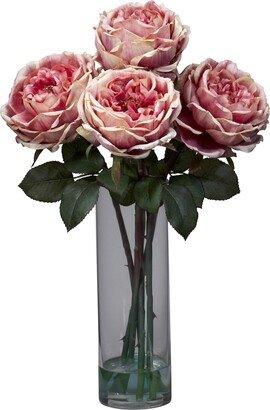 Fancy Rose w/Cylinder Vase Silk Flower Arrangement