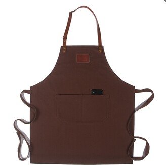 Personalized Full Gray Canvas Apron With Adjustable Straps For Restaurant, Bakery, Cafe, Kitchen