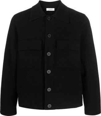 Button-Fastening Long-Sleeved Cardigan