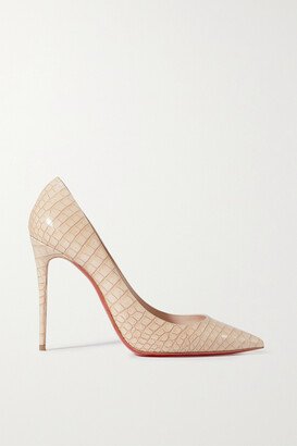 Kate 100 Croc-effect Leather Pumps - Neutrals