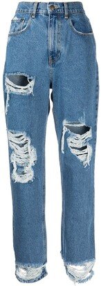 Maggie distressed straight-leg jeans