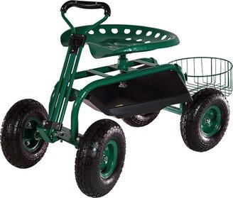 Sunnydaze Decor Steel Rolling Garden Cart with Swivel Steering/Planter-AA